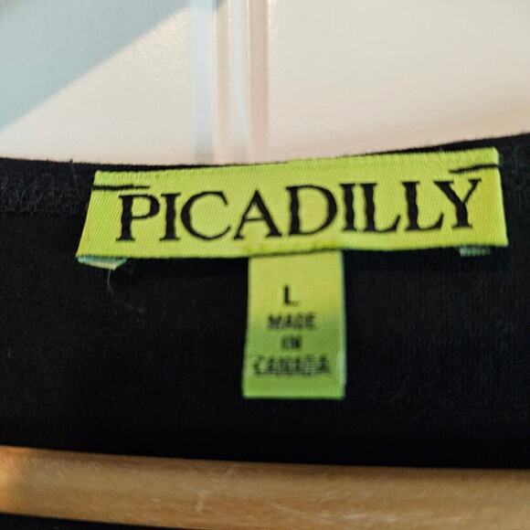 Picadilly Blouse Womens Size Large Black Layed Eyelet Flowing Long Sleeve - Picture 7 of 10